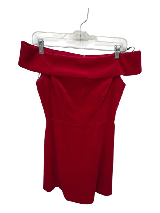 Karen Millen Size 6 Red Velvet Off Shoulder Back Zip Dress Red / 6