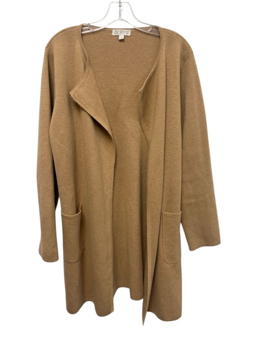 J.Crew Size M Camel Brown Cotton Blend Open Front Knit Long Sleeve Cardigan Camel Brown / M