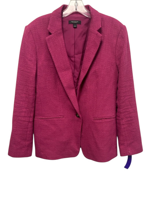 Ann Taylor Size 12 Plum Purple Cotton Collar Neck Front Button Closure Jacket Plum Purple / 12