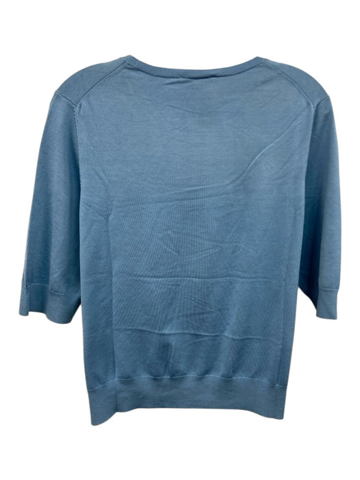 Ann Mashburn Size XL Light Blue Silk Half Sleeve Knit Ribbed Top Light Blue / XL