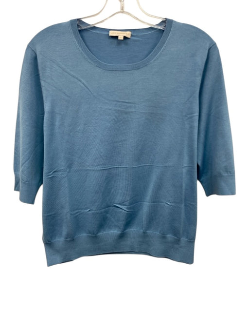 Ann Mashburn Size XL Light Blue Silk Half Sleeve Knit Ribbed Top Light Blue / XL