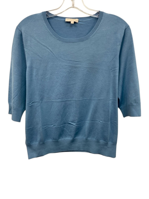 Ann Mashburn Size XL Light Blue Silk Half Sleeve Knit Ribbed Top Light Blue / XL