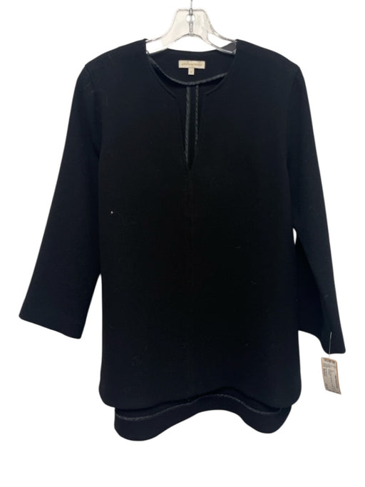 Ann Mashburn Size Medium Black Wool Long Sleeve V Neck Tunic Top Black / Medium