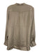 Ann Mashburn Size Large Taupe Gray Silk Long Sleeve Half Button Satin Tunic Top Taupe Gray / Large