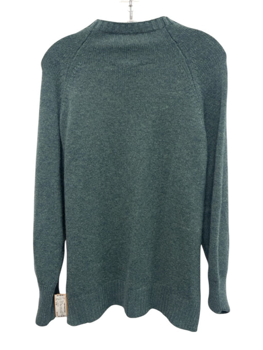 Ann Mashburn Size Large Teal Blue Cashmere Long Sleeve Ribbed Side Slit Sweater Teal Blue / Large