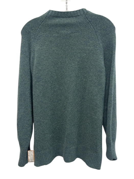 Ann Mashburn Size Large Teal Blue Cashmere Long Sleeve Ribbed Side Slit Sweater Teal Blue / Large