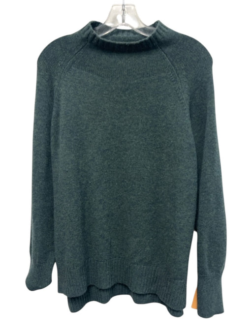 Ann Mashburn Size Large Teal Blue Cashmere Long Sleeve Ribbed Side Slit Sweater Teal Blue / Large