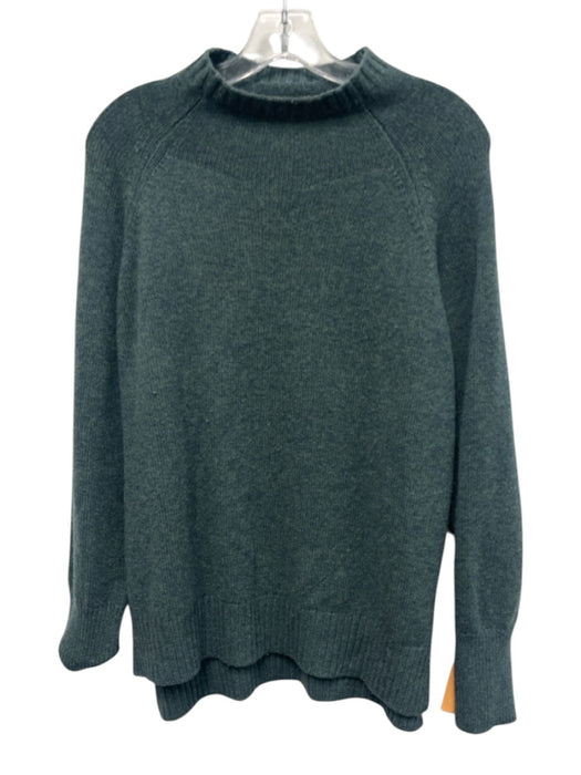 Ann Mashburn Size Large Teal Blue Cashmere Long Sleeve Ribbed Side Slit Sweater Teal Blue / Large