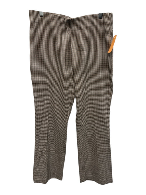 Ann Mashburn Size Large Brown & Cream Wool Blend Elastic Waist Houndstooth Pants Brown & Cream / Large