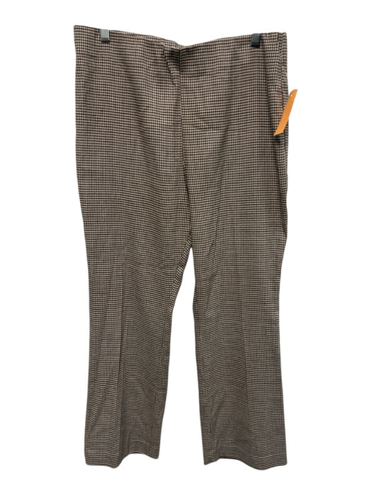 Ann Mashburn Size Large Brown & Cream Wool Blend Elastic Waist Houndstooth Pants Brown & Cream / Large