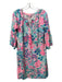 Lilly Pulitzer Size M Pink & blue Cotton Abstract 3/4 Bell Sleeve V Neck Dress Pink & blue / M
