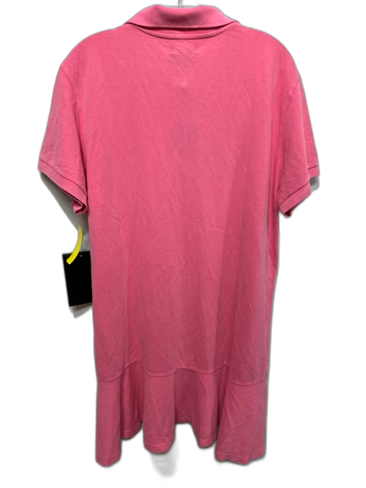 Tuckernuck Size L Coral Pink Cotton Short Sleeve Collar Polo Ruffle Hem Dress Coral Pink / L