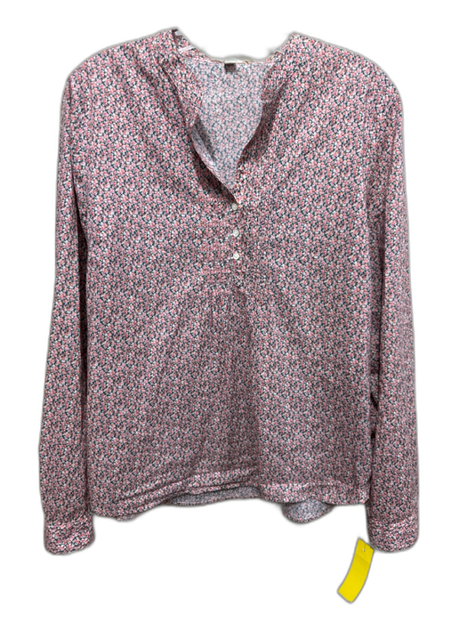 Ann Mashburn Size L Pink, Green & Multi Print Cotton Long Sleeve Floral Top Pink, Green & Multi Print / L