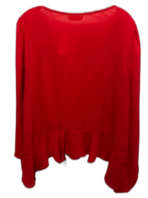 Ramy Brook Size Est M Red Silk Semi Sheer Long Sleeve Draped Flowy Top Red / Est M
