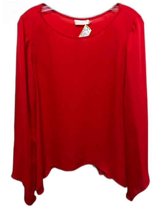 Ramy Brook Size Est M Red Silk Semi Sheer Long Sleeve Draped Flowy Top Red / Est M