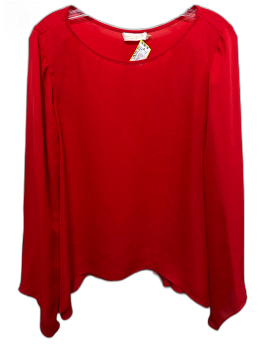 Ramy Brook Size Est M Red Silk Semi Sheer Long Sleeve Draped Flowy Top Red / Est M