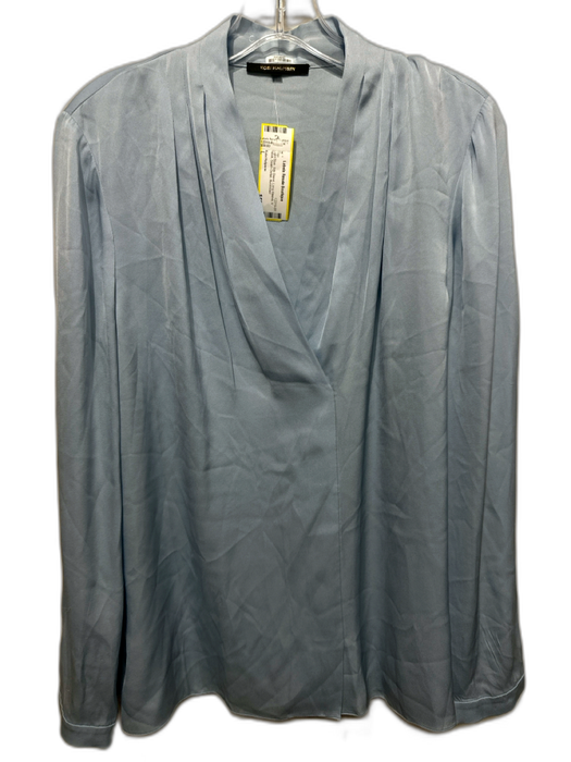 Kobi Halperin Size L Light Blue Silk Blend Long Sleeve V Neck Seam Detail Top Light Blue / L