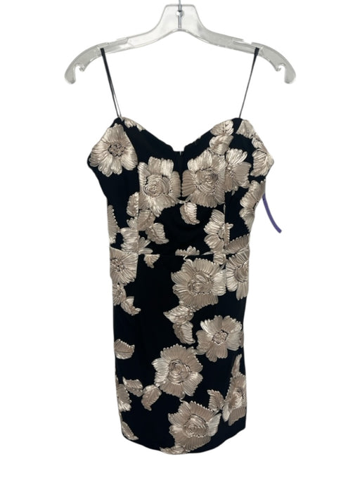 Elliatt Size M Black & Gold Polyester Sleeveless Embroidered Flowers Dress Black & Gold / M