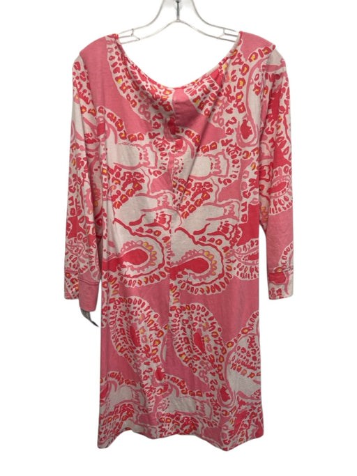 Lilly Pulitzer Size XL Pink, White, & Yellow Pima Cotton Crew Neck print Dress Pink, White, & Yellow / XL
