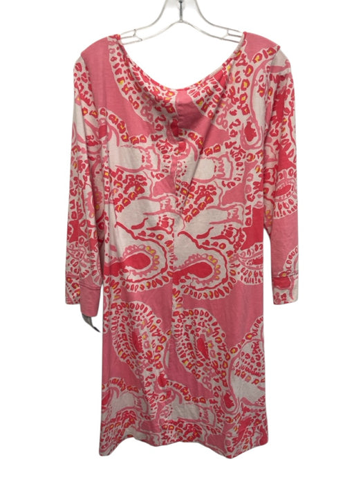 Lilly Pulitzer Size XL Pink, White, & Yellow Pima Cotton Crew Neck print Dress Pink, White, & Yellow / XL