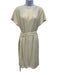 Burberry Size 6 Cream Viscose Short Sleeve Back Zip Pleat Dress Cream / 6