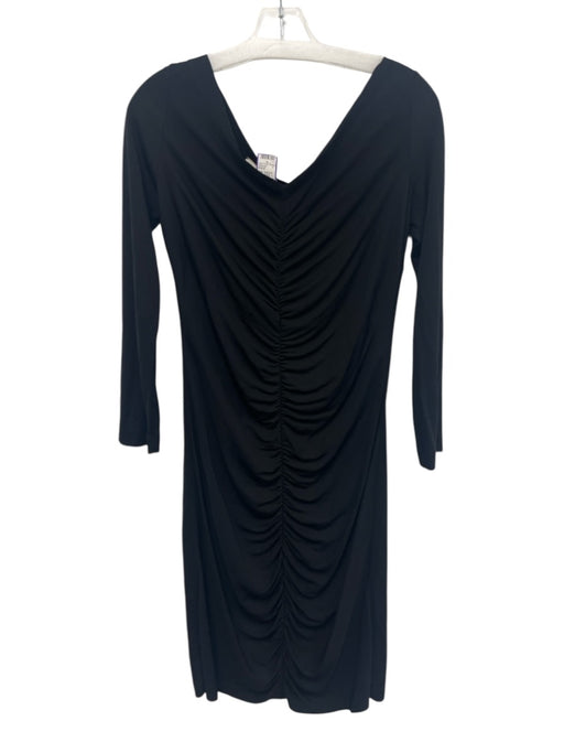 Stella McCartney Size 42 Black Viscose Long Sleeve Rouched Dress Black / 42