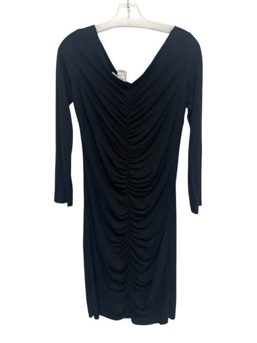 Stella McCartney Size 42 Black Viscose Long Sleeve Rouched Dress Black / 42