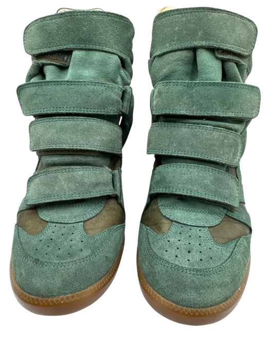 Isabel Marant Shoe Size 40 Teal Green Leather Upper Suede Velcro Strap Sneakers Teal Green / 40