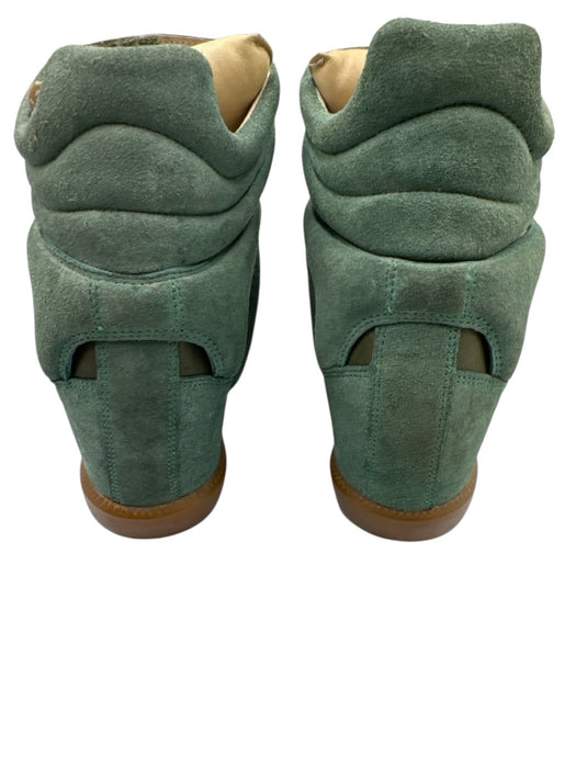 Isabel Marant Shoe Size 40 Teal Green Leather Upper Suede Velcro Strap Sneakers Teal Green / 40