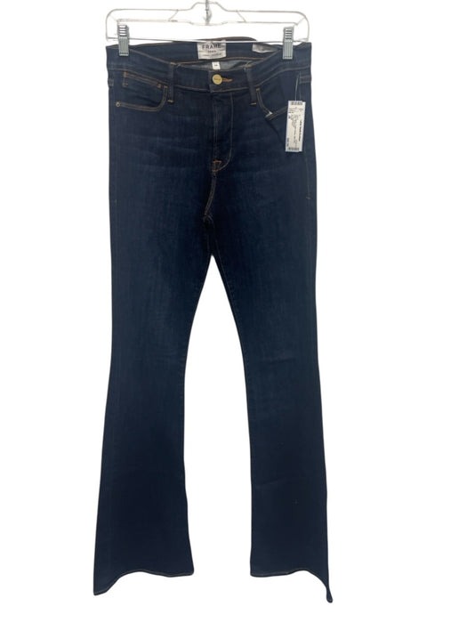 Frame Size 28 Dark Wash Cotton Denim High Rise Flare Jeans Dark Wash / 28