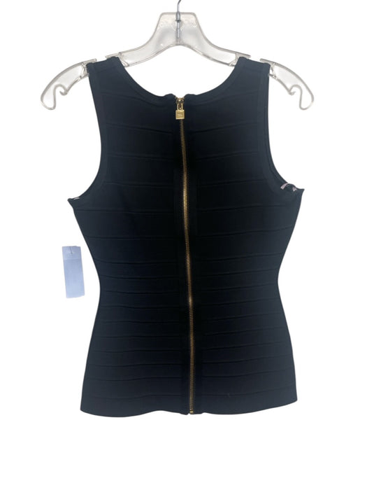Herve Leger Size Small Black Rayon Blend Sleeveless Bandage Back Zip Top Black / Small