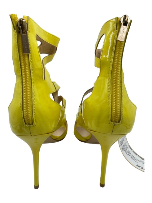 Jimmy Choo Shoe Size 39 Yellow Patent Leather Strappy Back Zip Heel Sandals Yellow / 39