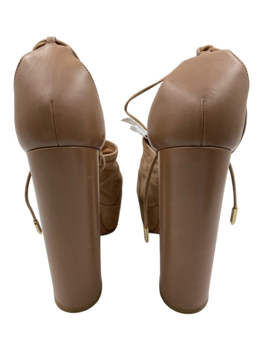 Aquatalia Shoe Size 39 Beige & Nude Suede Peep Toe Platform Ankle Strap Sandals Beige & Nude / 39