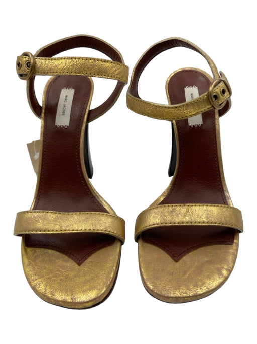 Marc Jacobs Shoe Size 39 Gold & Rose Gold Leather Block Heel Ankle Strap Sandals Gold & Rose Gold / 39