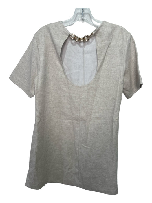 Frankie Shop Size Est Small Beige Linen & Rayon Short Sleeve Back Chain Dress Beige / Est Small