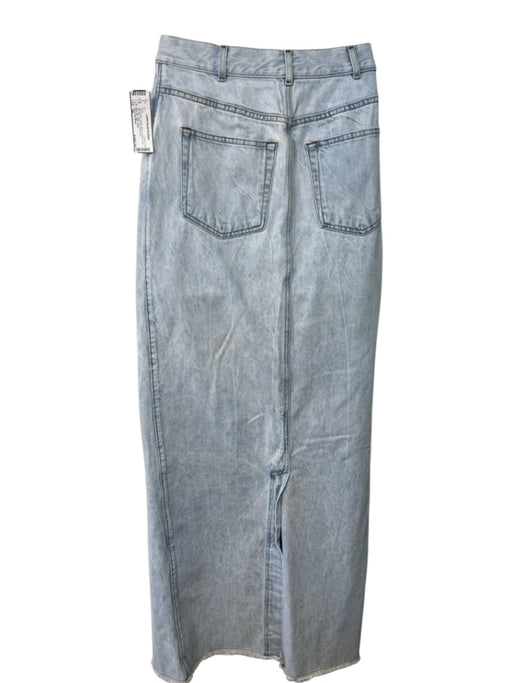 Dries Van Noten Size 38 Light Wash Cotton Blend Denim Front Slit Maxi Skirt Light Wash / 38