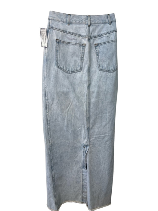 Dries Van Noten Size 38 Light Wash Cotton Blend Denim Front Slit Maxi Skirt Light Wash / 38