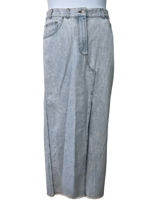 Dries Van Noten Size 38 Light Wash Cotton Blend Denim Front Slit Maxi Skirt Light Wash / 38