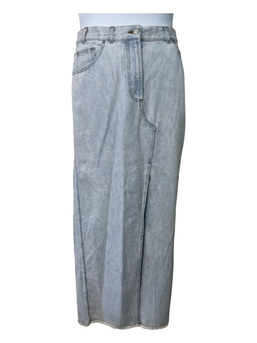 Dries Van Noten Size 38 Light Wash Cotton Blend Denim Front Slit Maxi Skirt Light Wash / 38