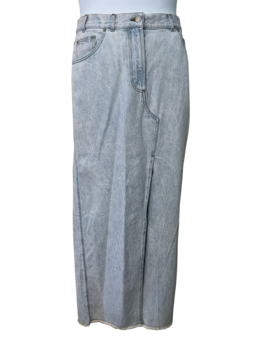 Dries Van Noten Size 38 Light Wash Cotton Blend Denim Front Slit Maxi Skirt Light Wash / 38