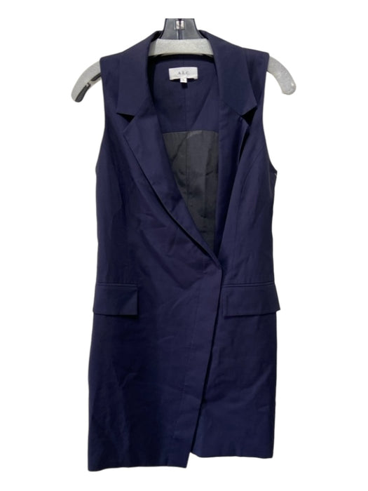 A.L.C. Size 4 Navy Viscose Blend Pockets Vest Dress Navy / 4