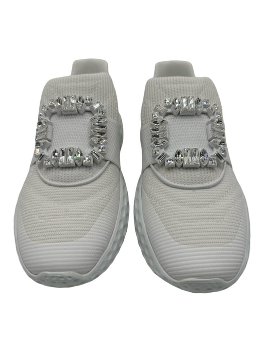 Roger Vivier Shoe Size 39 White Synthetic Embellished Buckle Low Top Sneakers White / 39