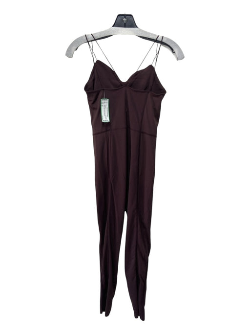 Nike Size S Brown Nylon Blend Strap Detail Ribbed Detail Ankle Length Jumpsuit Brown / S