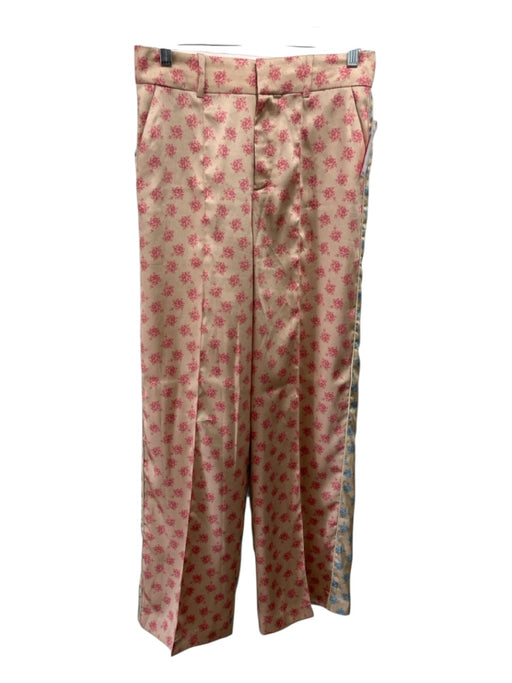 Zara Size Small Beige, Pink, Blue Floral Wide Leg Pants Beige, Pink, Blue / Small