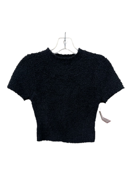 SKIMS Size M/L Black Fleece Short Sleeve Fuzzy Top Black / M/L
