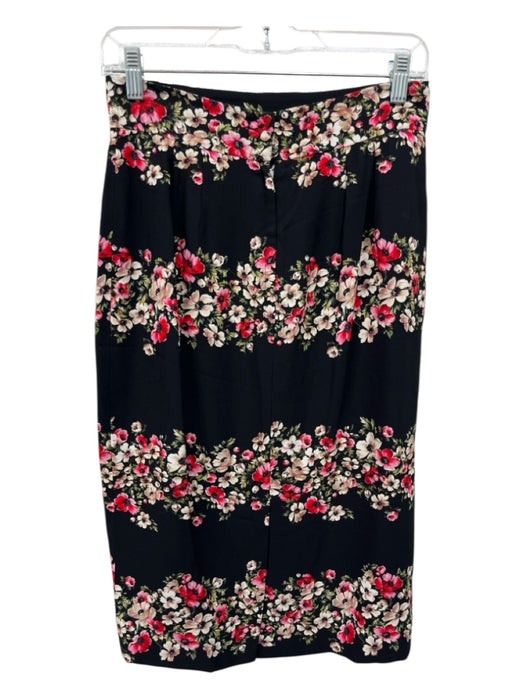 Dolce & Gabbana Size 40 Black, Red, White Viscose & Silk Floral Pencil Skirt Black, Red, White / 40