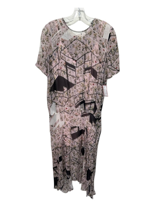 Preen by T. B. Size XS Light Pink & Multi Silk Floral Sheer Short Sleeve Dress Light Pink & Multi / XS