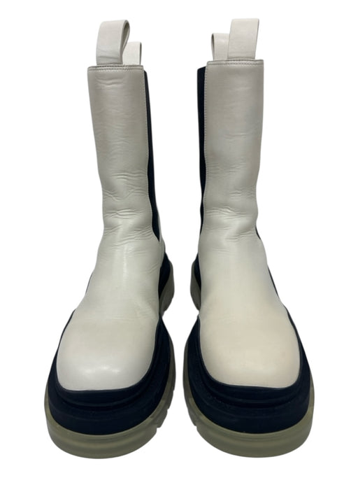 Bottega Veneta Shoe Size 39 Off White & Black Leather Elastic Calf High Boots Off White & Black / 39