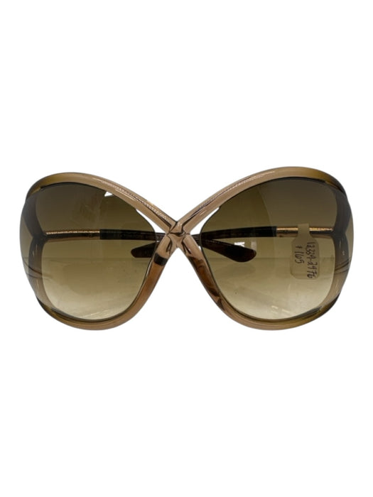 Tom Ford Light Brown Acetate Lucite Gradient Bug Eye Sunglasses Light Brown