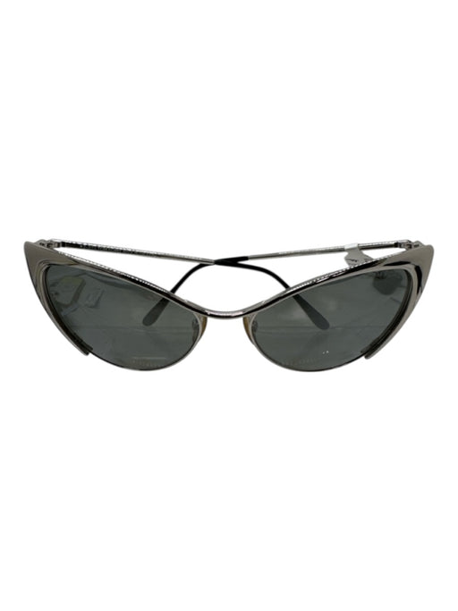 Tom Ford Silver Metal Dark Tint Mirrored Cat Eye Sunglasses Silver
